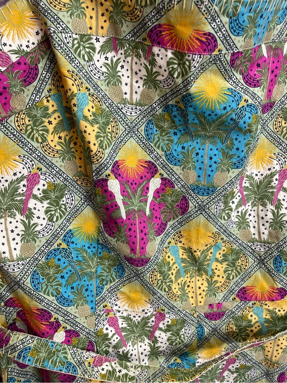 Loft size 16 belted romper fun tropical print with birds new